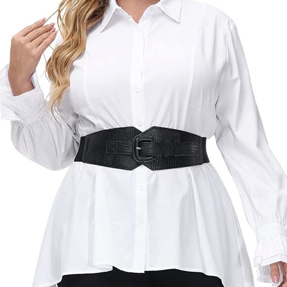 Black Textured Waistband Belt  - Picture 3 of 7